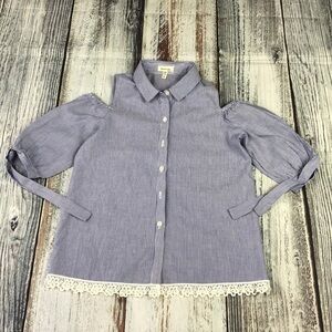 Monte’s Blue Oxford Button down Top Girls Size M